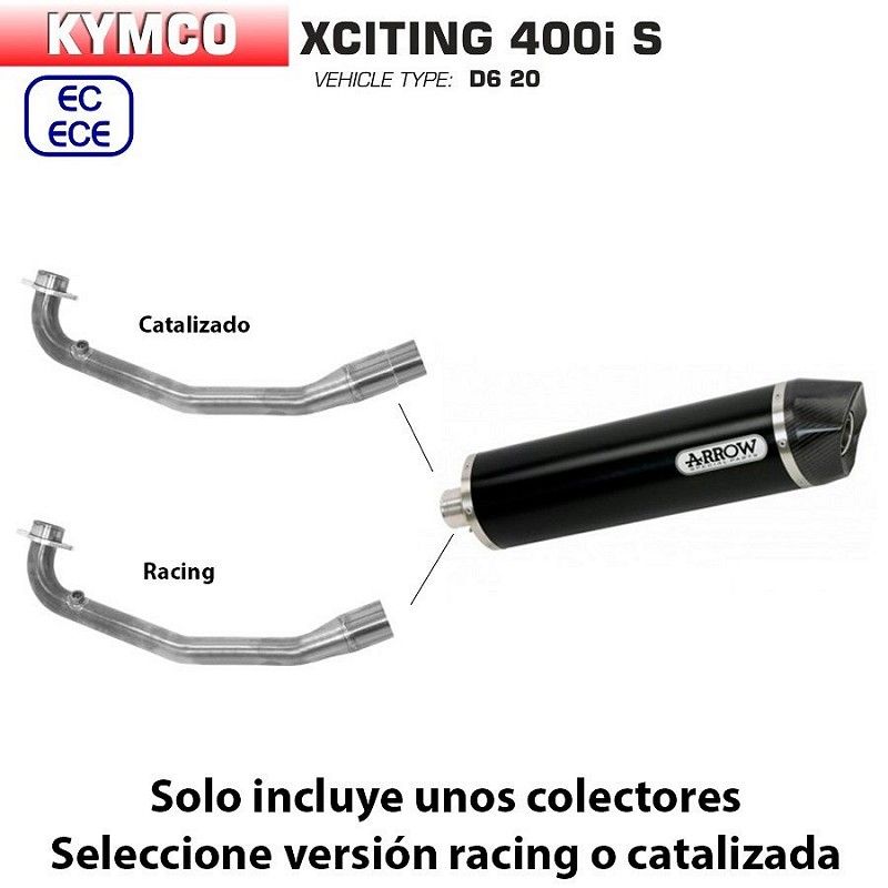 Escape Kymco Xciting 400 S 2019-2020 Arrow Maxi Racetech Aluminio Dark copa Carbono - vista 1