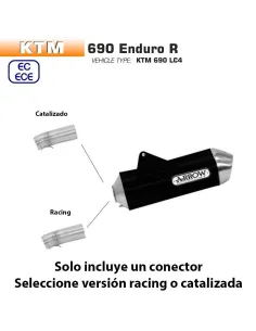 Escape KTM 690 Enduro R 2019-2020 Arrow Racetech Aluminio Dark copa Inox - vista 1