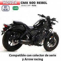 Escape Honda Rebel 500 2020 Arrow Rebel Inox Dark copa Carbono - vista 2