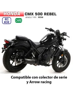 Escape Honda Rebel 500 2020 Arrow Rebel Inox Dark copa Carbono - vista 1 2