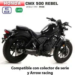 Escape Honda Rebel 500 2020 Arrow Rebel Inox Dark copa Carbono - vista 2