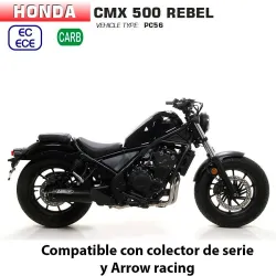 Escape Honda Rebel 500 2020 Arrow Rebel Inox Dark Aluminio copa Black - vista 1 Escape Honda Rebel 500 2020 Arrow Rebel Inox Dark Aluminio copa Black - vista 1