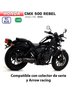 Escape Honda Rebel 500 2020 Arrow Rebel Inox Dark Aluminio copa Black - vista 1 2