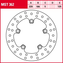 Disco de freno trasero TRW Yamaha R1 - R6 MST362 medidas