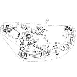 Escape completo Yamaha XSR 900 2024 -2025 Akrapovic Racing Line Titanium S-Y9R16-HDT/2 - despiece técnico