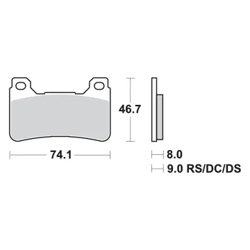 Juego pastillas de freno SBS Street sinterizadas Honda CB - CBR 1000 P809HS medidas