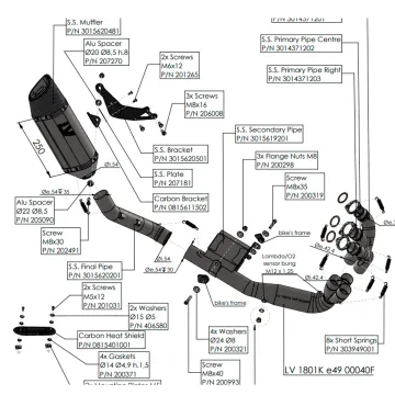 Escape completo Leovince Yamaha Tracer 9 GT - GT+ 2025-2026 LV-14 R homologado 15620K - despiece