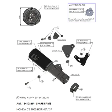 Escape Honda CB 1000 Hornet - SP 2025-2026 Leovince LV Corsa S 15412S - despiece