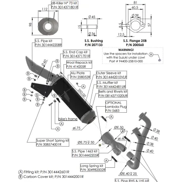 Escape completo Leovince Suzuki GSX-8S 2023-2024 LV Race Black 14422EBU - despiece tecnico