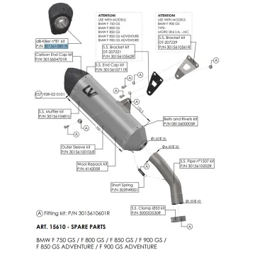 Escape Leovince BMW F 900 GS Adventure 2024-2026 LV-14 15610 - despiece tecnico