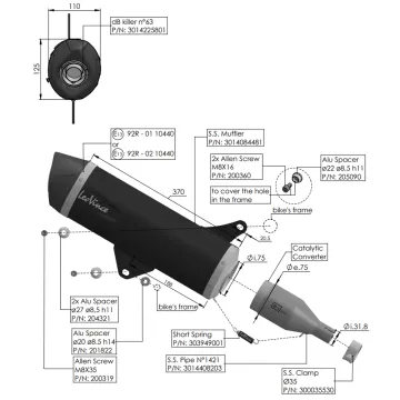 Escape completo Leovince Aprilia SR GT 125 2022-2024 Nero 14084K - despiece