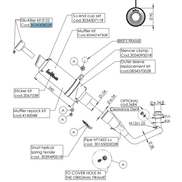 Escape completo Leovince Aprilia SR GT 125 2022-2024 GP Corsa 15500 - despiece tecnico